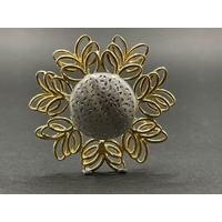 Ladies 18ct Two Tone Gold Flower Stud Earrings
