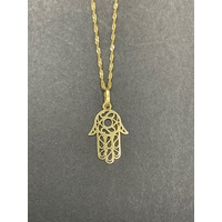 Ladies 18ct Yellow Gold Margarita Twist Link Necklace with Hand Pendant