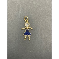 Ladies 9ct Yellow Gold Girl Figure Gemstone Pendant