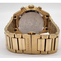 Versace Greca Dome Chrono Quartz Stainless Steel Gold Black Ladies Watch VE6K