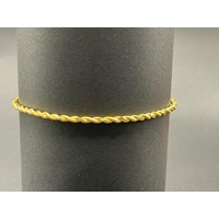Ladies 21ct Yellow Gold Round Twist Bangle