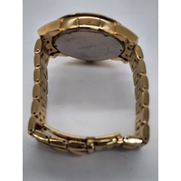 Seiko V157-0BF0 Date Display Gold Tone Stainless Steel 10Bar Solar Mens Watch