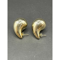 Ladies 18ct Yellow Gold Tear Drop Bubble Stud Earrings