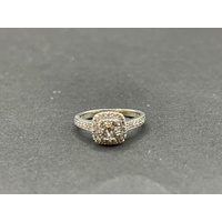 Ladies 9ct White Gold Diamond Halo Ring