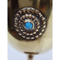 Vintage Brass Goblet with Ornamental Inlay 15cm