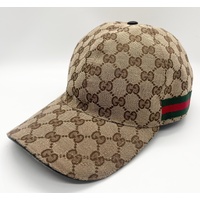Gucci 200035 Original GG Canvas Baseball Hat with Web Size Large 59cm with COA