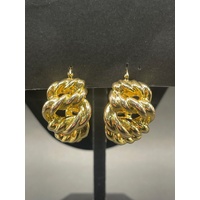 Ladies 18ct Yellow Gold Fancy Hoop Earrings