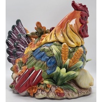 St. Andrews Handmade and Hand Decorated Ceramic Rooster Jar and Lid