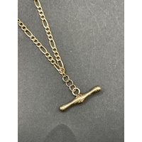 Ladies 9ct Yellow Gold Figaro Link Chain & Bar Pendant