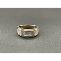 Mens 10ct Two Tone Gold Diamond Band Ring