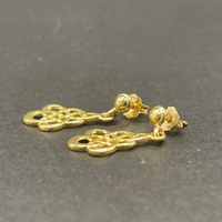 Ladies 9ct Yellow Gold Dangle Pattern Earrings