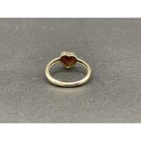 Ladies 9ct Yellow Gold Heart Shape Red Gemstone Ring