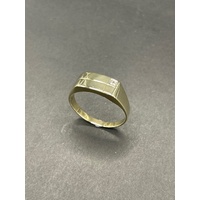 Mens 9ct Yellow Gold Signet Diamond Ring
