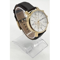 Fossil Rhett BQ1009 Mens Chronograph Watch Brown Leather Gold 42mm