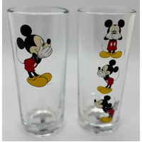 Disney Mickey Mouse Set of 2 Drinking Glasses 325ml Classic Cartoon Glassware