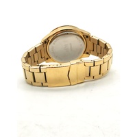 Elite Ladies Gold Tone Stone Set Analog Watch 5080035 with Tin Case