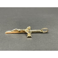 Unisex 9ct Yellow Gold Crucifix Cross Pendant