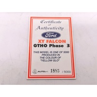 AutoArt Ford Falcon XY GTHO Phase 3 Yellow Glo 1:48 Scale 1885 of 5000
