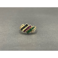 Ladies 18ct Yellow Gold Multi Colour Gemstone Ring