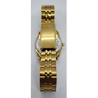 Citizen Quartz Ladies Gold Tone Watch White Dial Day Date 5 Bar WR