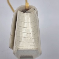 Oroton Mezzo White Croc Embossed Leather Clutch Handbag with Chain