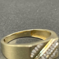 Mens 9ct Yellow Gold Signet Diamond Ring