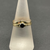 Ladies 9ct Yellow Gold Blue Sapphire Gemstone Ring Set