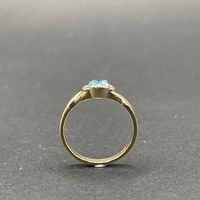 Ladies 9ct Yellow Gold Blue Gemstone and Diamond Ring
