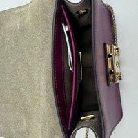 Furla Metropolis Mini Crossbody Bag G6400/B5 Purple Leather Gold Chain Strap
