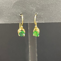 Ladies 18ct Yellow Gold Green Gemstone Dangle Earrings