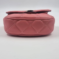 Guess Pink Quilted Mini Crossbody Bag with Chain Strap Flap Closure