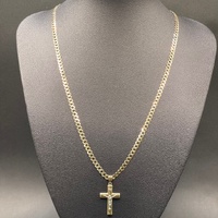 Unisex 9ct Yellow Gold Curb Link Chain & Crucifix Pendant
