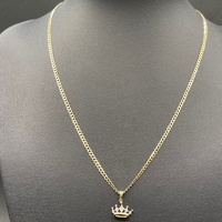 Ladies 10ct Yellow Gold Curb Link Necklace & Crown Pendant