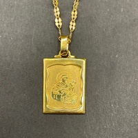 Ladies 18ct Yellow Gold Fancy Link Chain & Religious Pendant