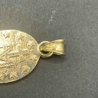 Unisex 14ct Yellow Gold Oval Religious Pendant