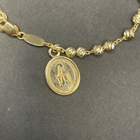 Ladies 9ct Yellow Gold Cable & Bead Link Bracelet