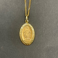 Unisex 9ct Yellow Gold Curb Link Chain & Religious Pendant