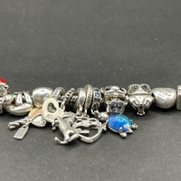Ladies 925 Sterling Silver Pandora Snake Link Charm Bracelet