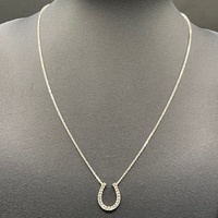 Large View Ladies 18ct White Gold Rope Link Chain & Horseshoe Pendant