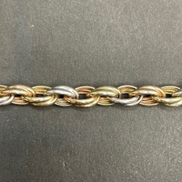 Large View Ladies 9ct Three Tone Gold Oval Belcher Link Bracelet