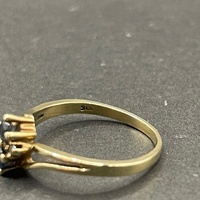 Ladies 9ct Yellow Gold Blue Gemstones and Diamonds Ring