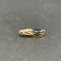 Ladies 9ct Yellow Gold Blue Gemstone Pendant