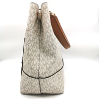 Michael Kors Vanilla Zip Pocket Handbag Signature Canvas Leather Trim