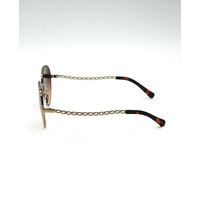 Large View Coach Sunglasses HC7114 L1148 900574 Light Gold Round with Brown Gradient Lenses