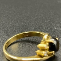 Ladies 18ct Yellow Gold Stone and Diamond Ring
