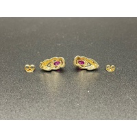 Ladies 9ct Yellow Gold Gemstone Stud Earrings