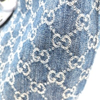 Gucci Giglio Small Tote Blue and White GG Denim Tea Leather Strap