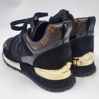 Louis Vuitton Run Away Sneakers Womens 36 Black Suede with Certificate