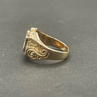 Mens 9ct Yellow Gold Shield Ring