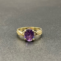 Ladies 9ct Yellow Gold Purple Gemstone Ring
